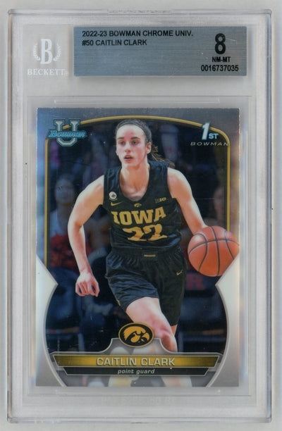 2022 Bowman University Caitlin Clark #50 BGS 8