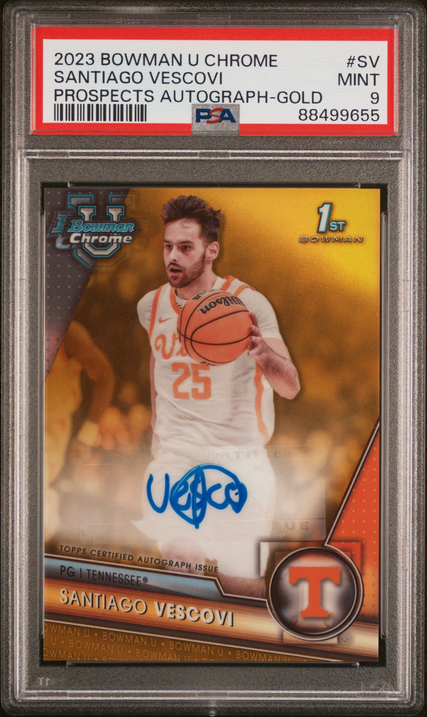 2023 Bowman U Chrome Prospects Gold Santiago Vescovi #SV Auto /50 PSA 9