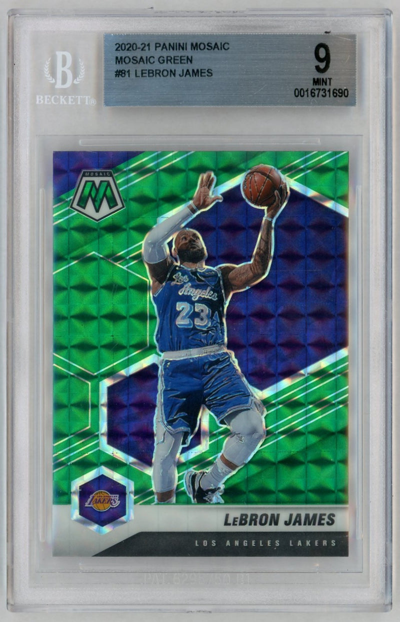 2020 Panini Mosaic Green Mosaic LeBron James #81 BGS 9