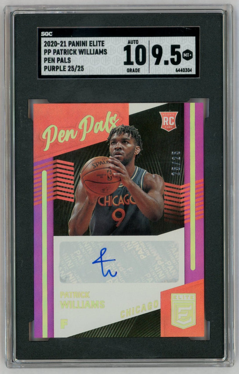 2020-21 Panini Donruss Elite Patrick Williams #PP-PWL Rookie Pen Pals Purple Auto RC /25 SGC 9.5