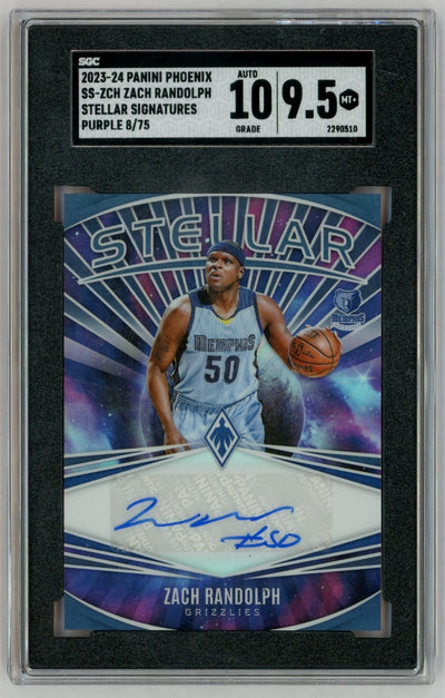 2023-24 Panini Phoenix Zach Randolph #SS-ZCH Stellar Signatures Purple Auto /75 SGC 9.5