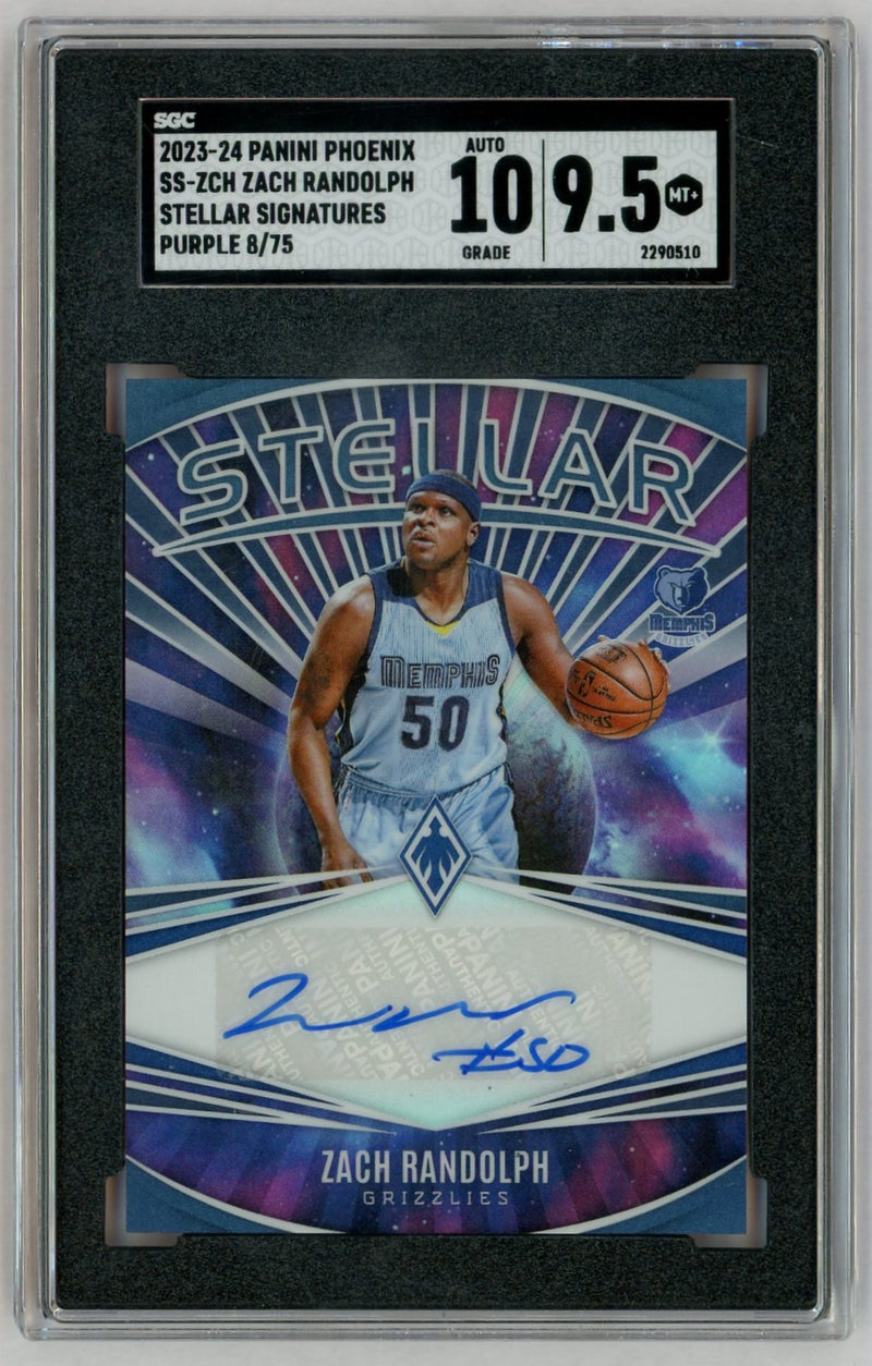 2023-24 Panini Phoenix Zach Randolph #SS-ZCH Stellar Signatures Purple Auto /75 SGC 9.5