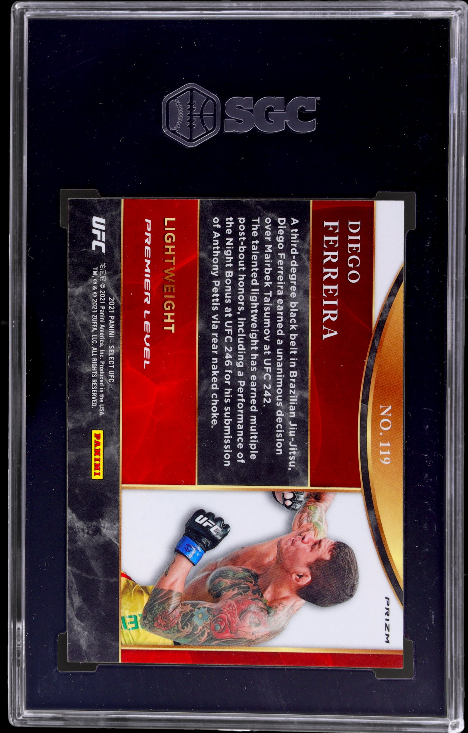 2021 Panini Select UFC Disco Prizm Diego Ferreira #119 RC SGC 8.5