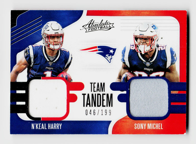 2019 Panini Absolute Football N'Keal Harry & Sony Michel Team Tandem #TTM-NP3 /199