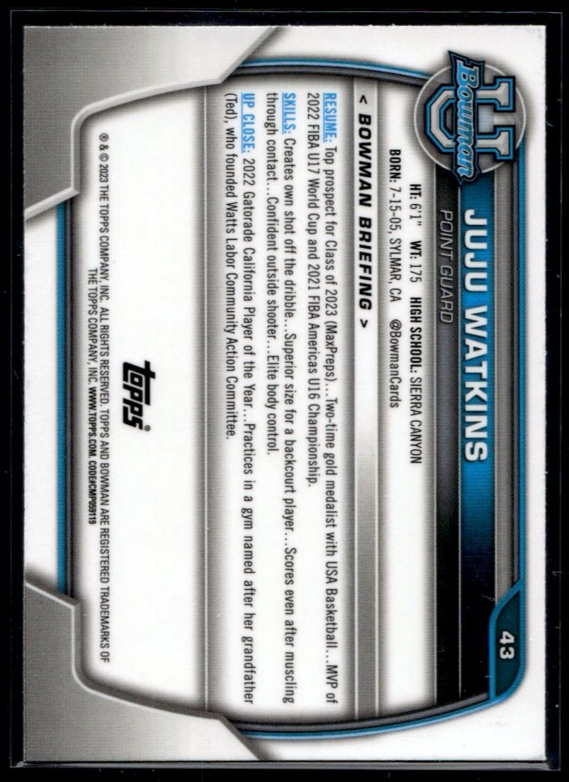 2023 Topps Bowman Pink Juju Watkins #43