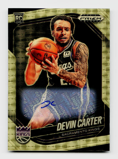 2024-25 Panini Prizm Black Devin Carter #144 Gold Vinyl SSP Rookie RC Auto /5