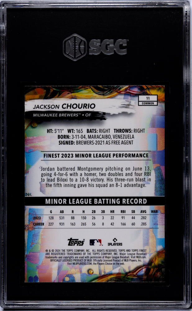 2024 Topps Finest #11 Jackson Chourio SGC 10