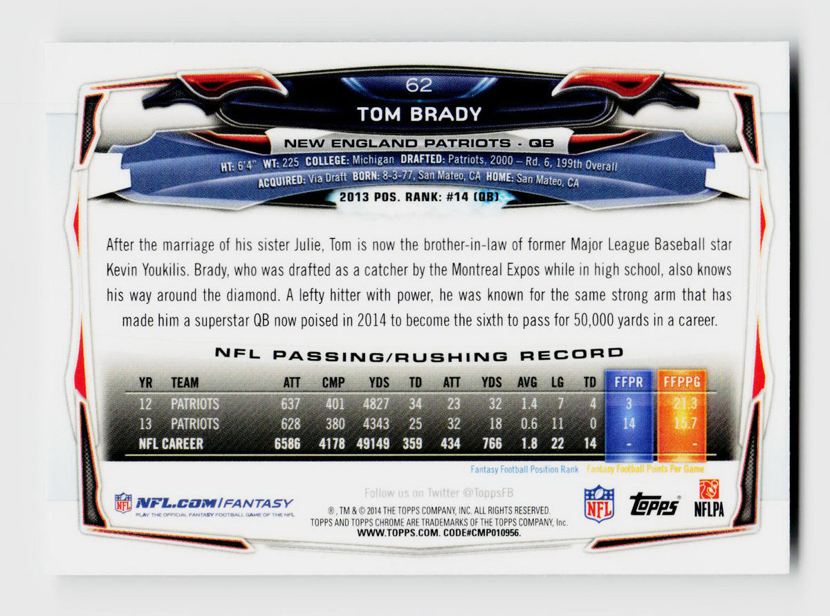 2014 Topps Chrome Tom Brady Refractor #62