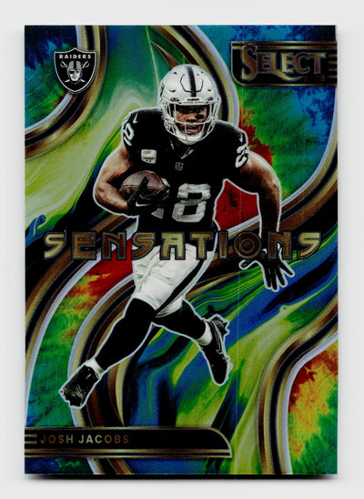 2022 Panini Select Sensations Josh Jacobs #SEN-12 Tie Dye SSP /25