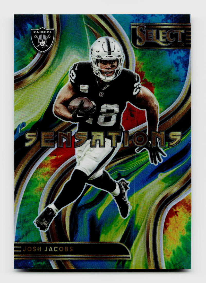 2022 Panini Select Sensations Josh Jacobs #SEN-12 Tie Dye SSP /25
