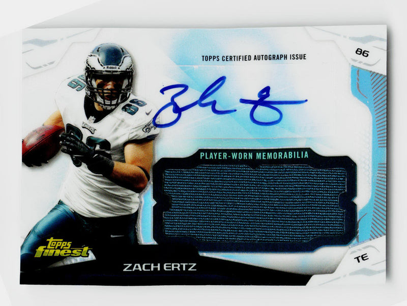2014 Topps Finest Zach Ertz Player-Worn Jumbo Patch Auto Refractor #AJR-ZE