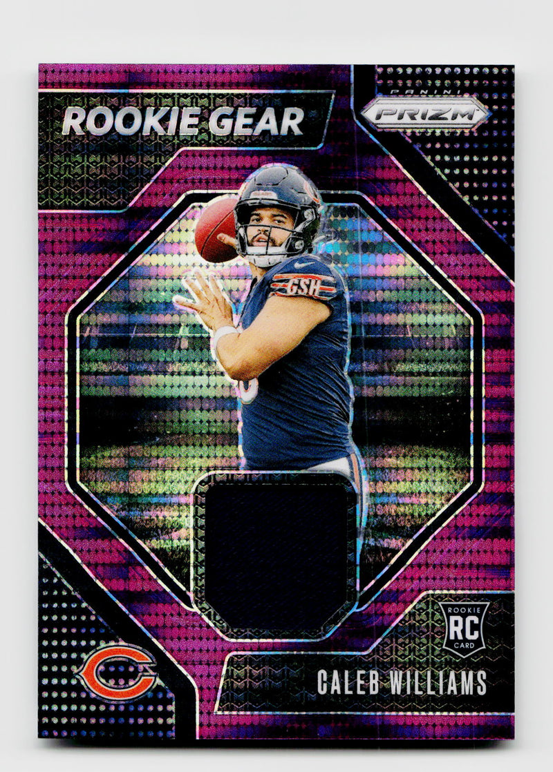 2024 Panini Prizm Caleb Williams #RG-CWS Rookie Gear Jersey Patch Purple Pulsar RC