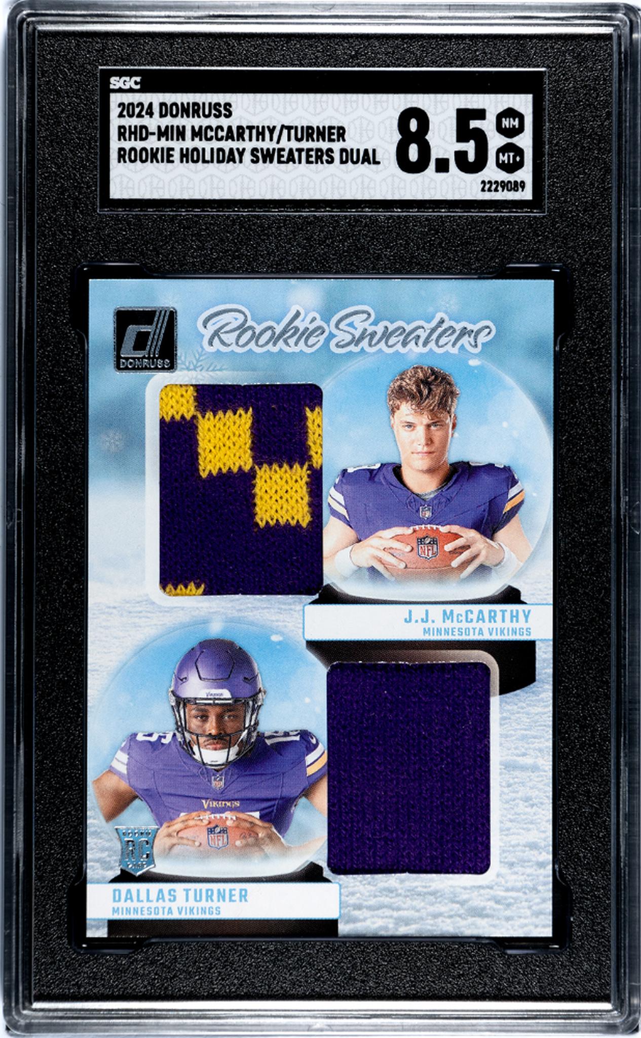 2024 Donruss #RHD-MIN Mccarthy/Turner Rookie Holiday Sweaters Dual SGC 8.5