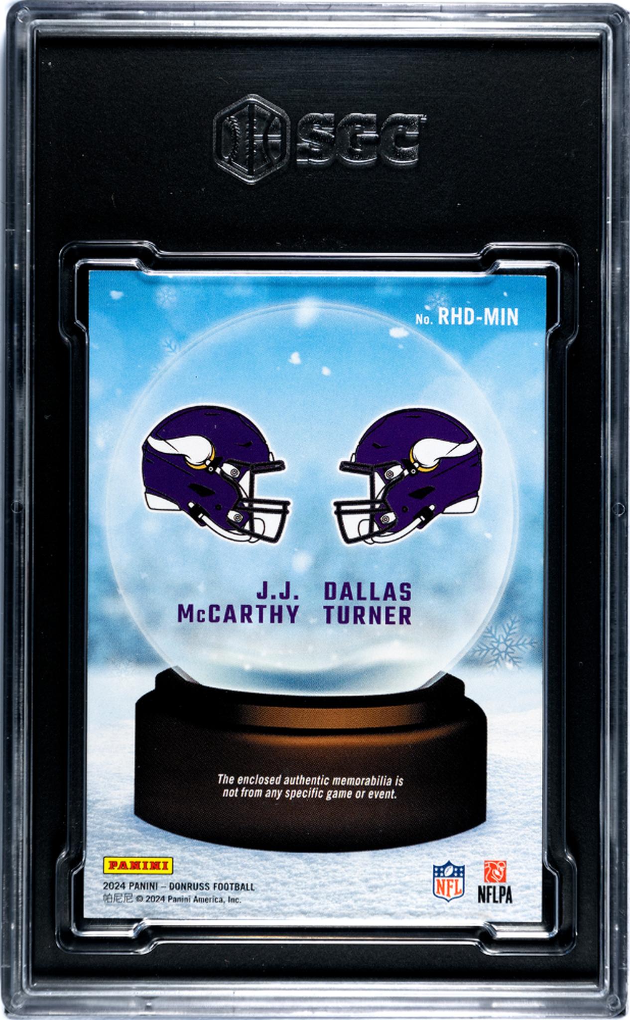 2024 Donruss #RHD-MIN Mccarthy/Turner Rookie Holiday Sweaters Dual SGC 8.5