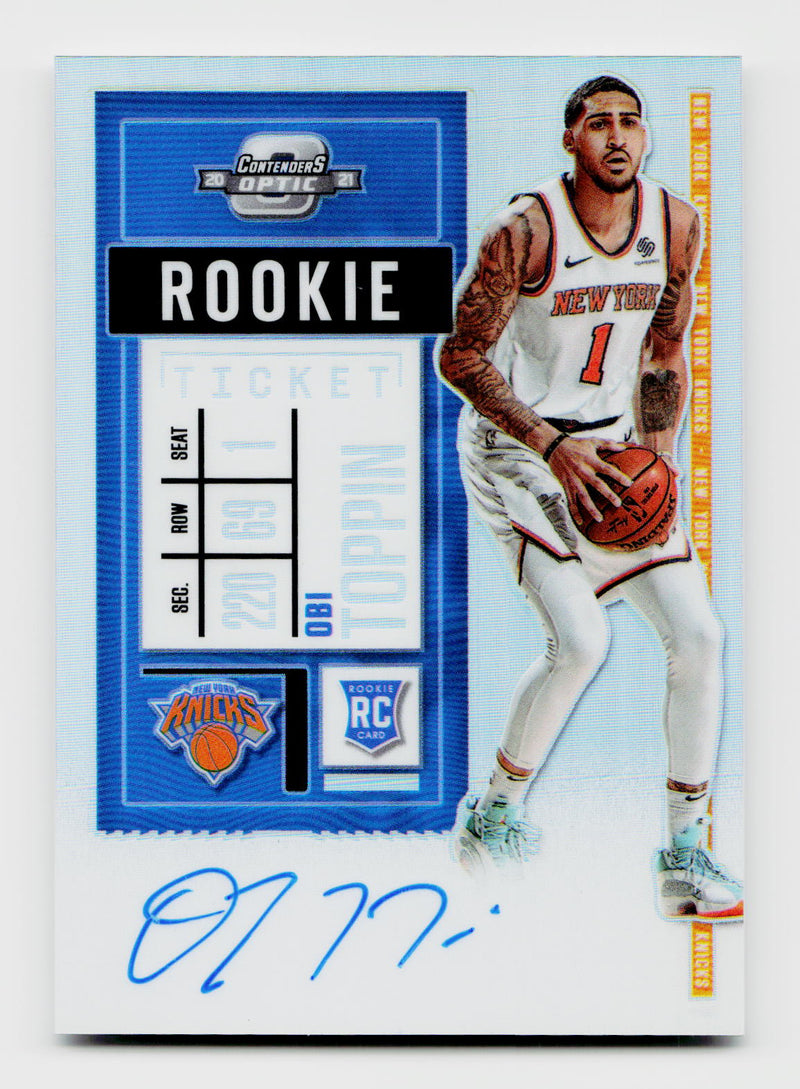 2020-21 Panini Contenders Optic Obi Toppin #118 Rookie Ticket Auto RC