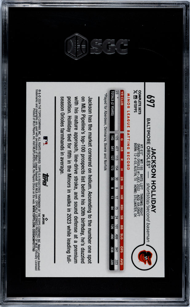 2024 Topps Complete Set #697 Jackson Holliday Sp SGC 10