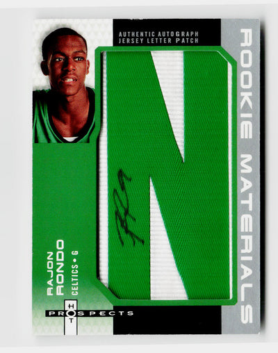 2006-07 Fleer Hot Prospects Rajon Rondo Rookie Materials Jersey Letter Patch Auto RC