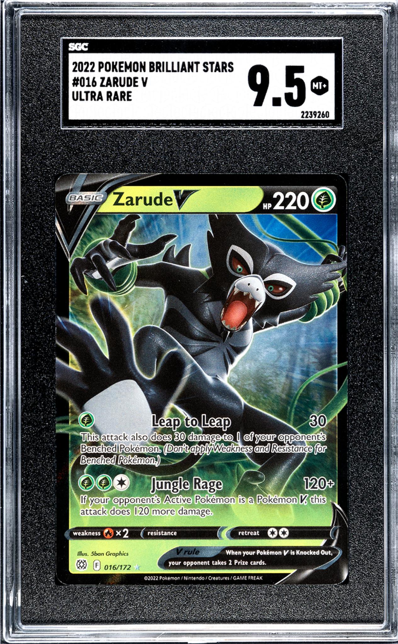 2022 Pokemon Brilliant Stars Ultra Rare Zarude V #016/172 SGC 9.5