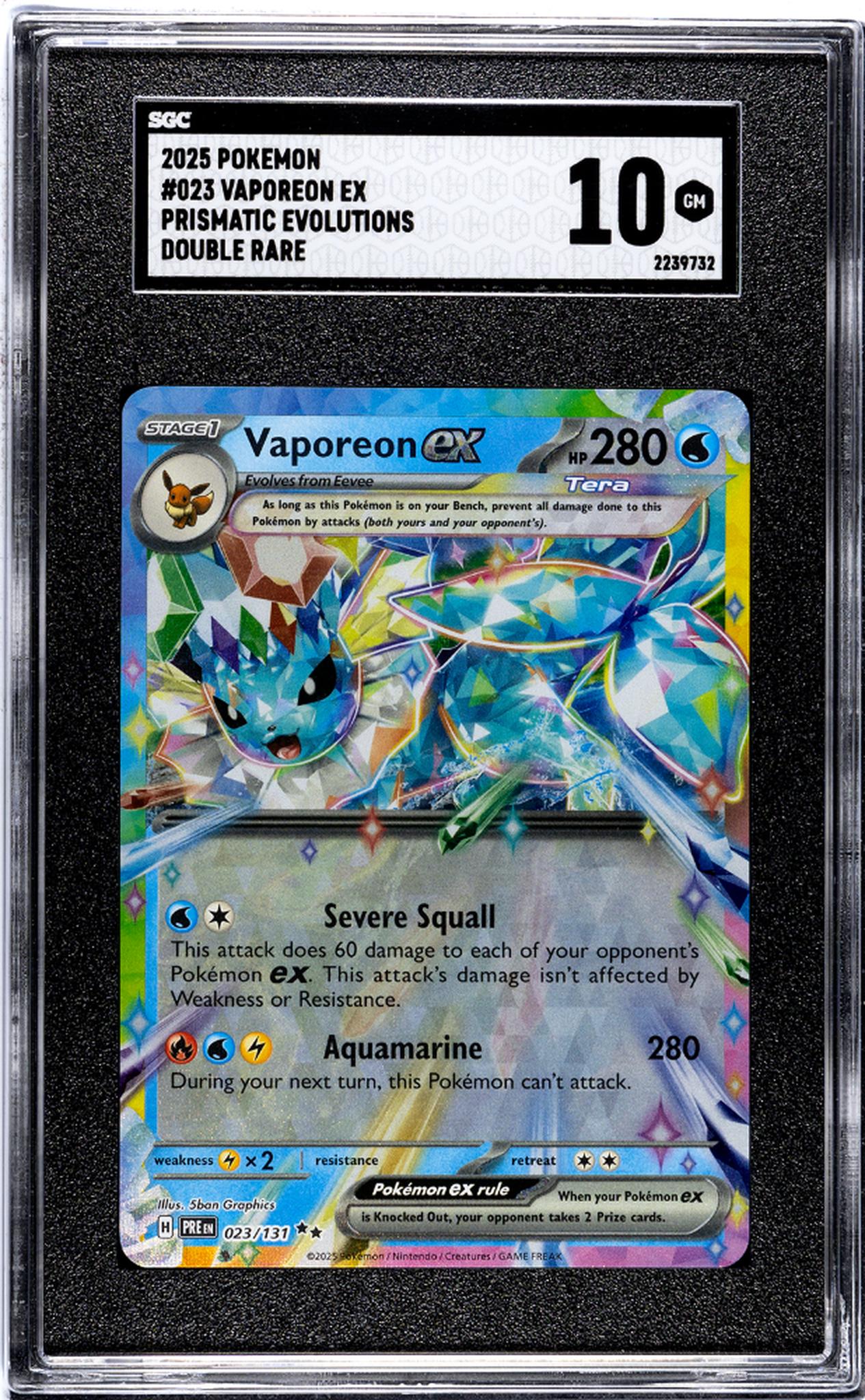 2025 Prismatic Evolutions #023/137 Vaporeon EX Double Rare SGC 10
