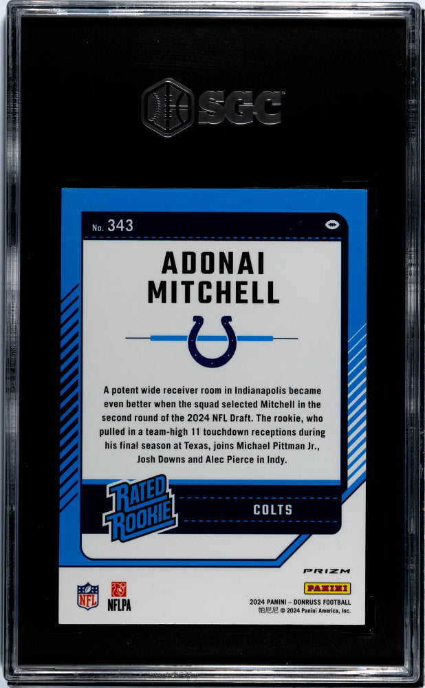 2024 Donruss #343 Adonai Mitchell Optic Preview SGC 8.5