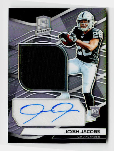 2019 Panini Spectra Josh Jacobs #208 Rookie Jersey Auto Silver RC /99