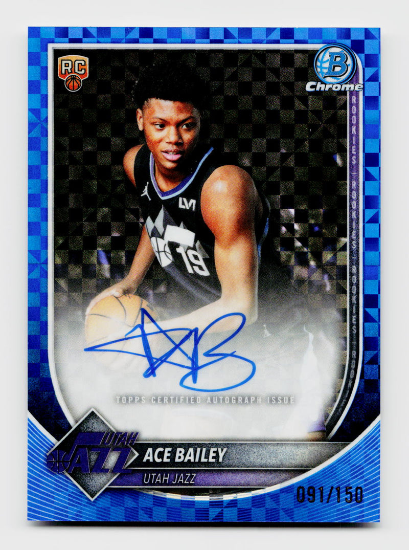 2025-26 Bowman Chrome Ace Bailey Rookie RC Auto #BCA-AB Blue X-Fractor /150