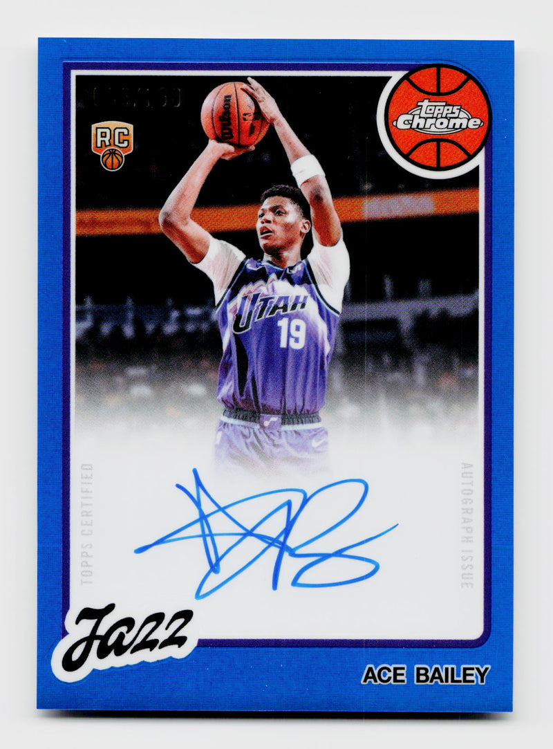 2025-26 Topps Chrome Ace Bailey 1980 Auto Rookie RC Blue Refractor /150