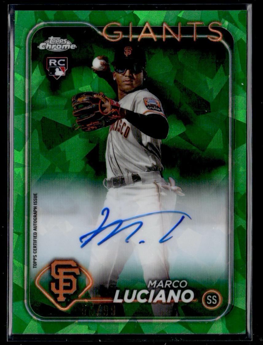 2021 Topps Chrome Marco Luciano Sapphire Green Rookie /499 San Francisco Giants Auto
