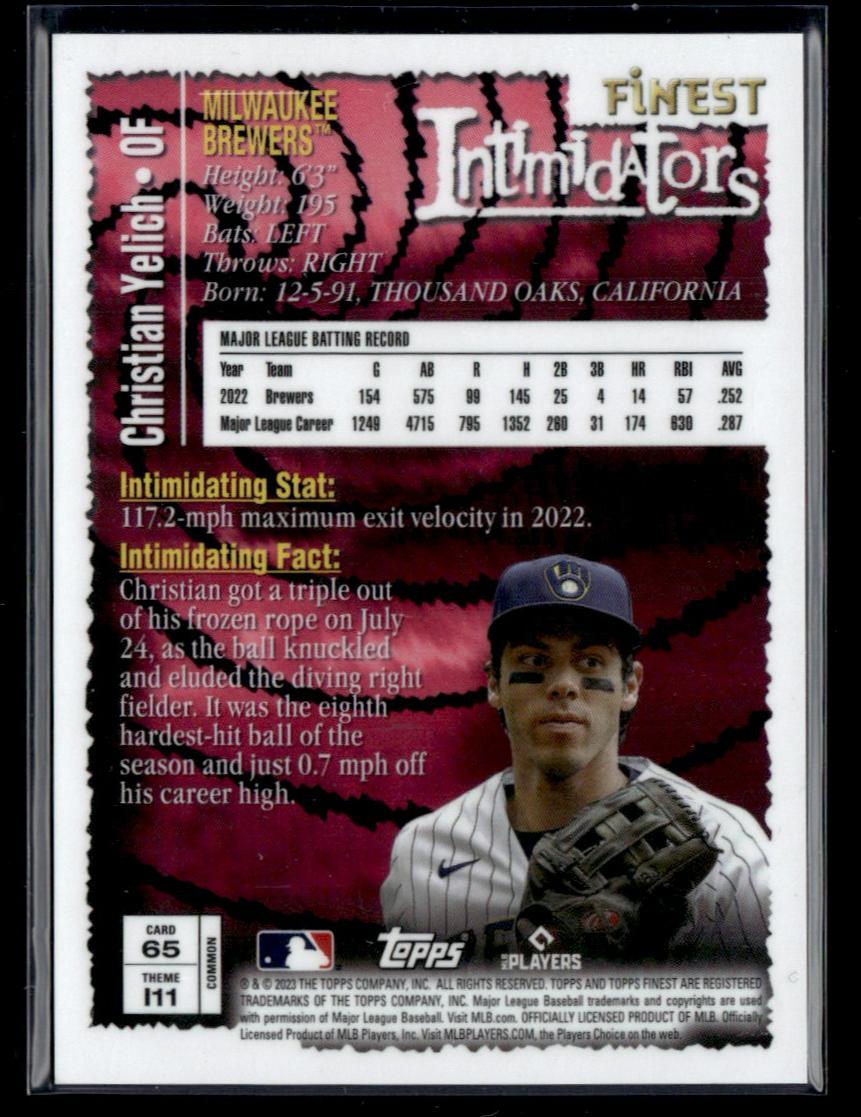 2023 Topps Finest Intimidators Christian Yelich #65 1/1