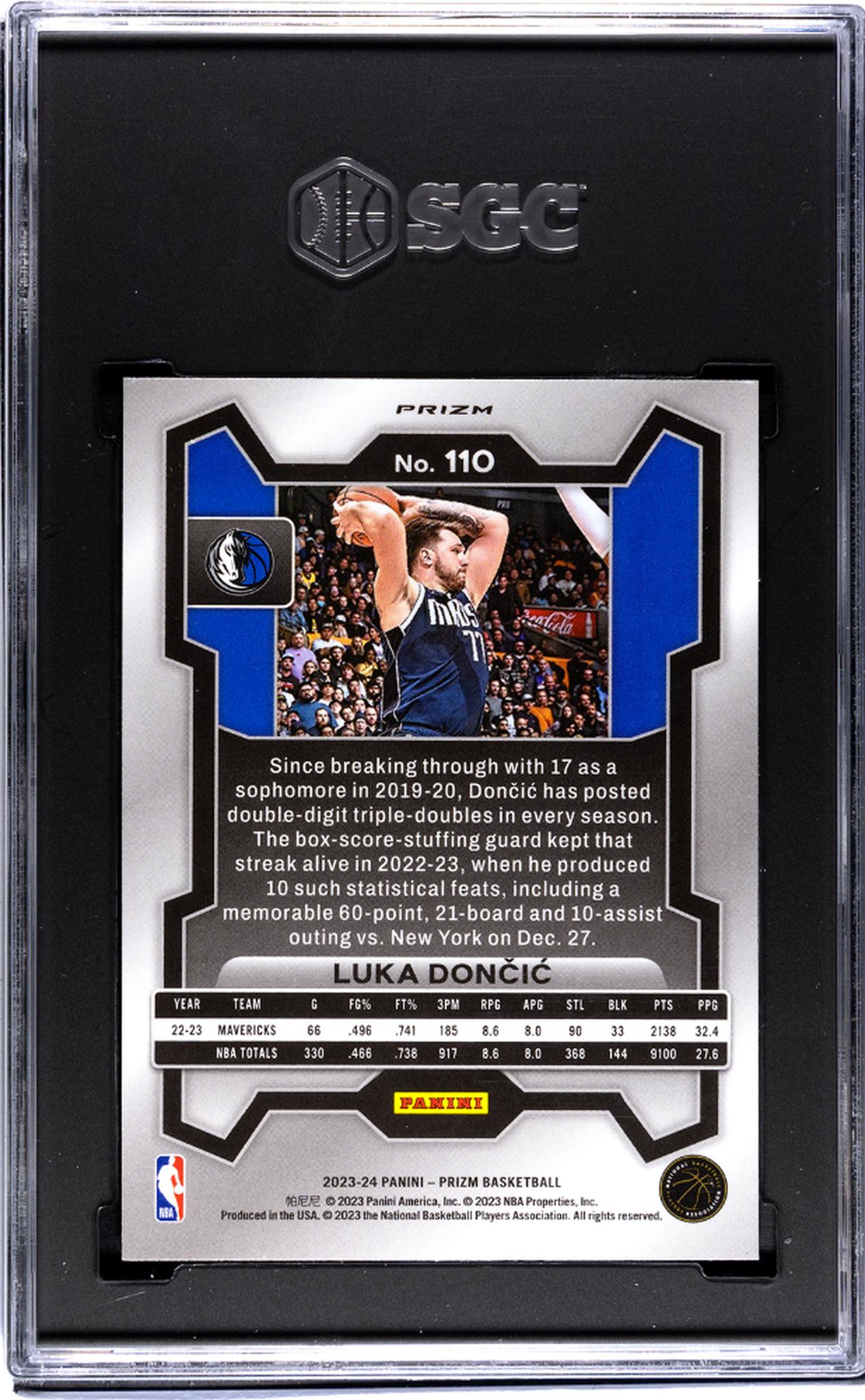 2023-24 Panini Prizm #110 Luka Doncic Ice Prizm SGC 9.5