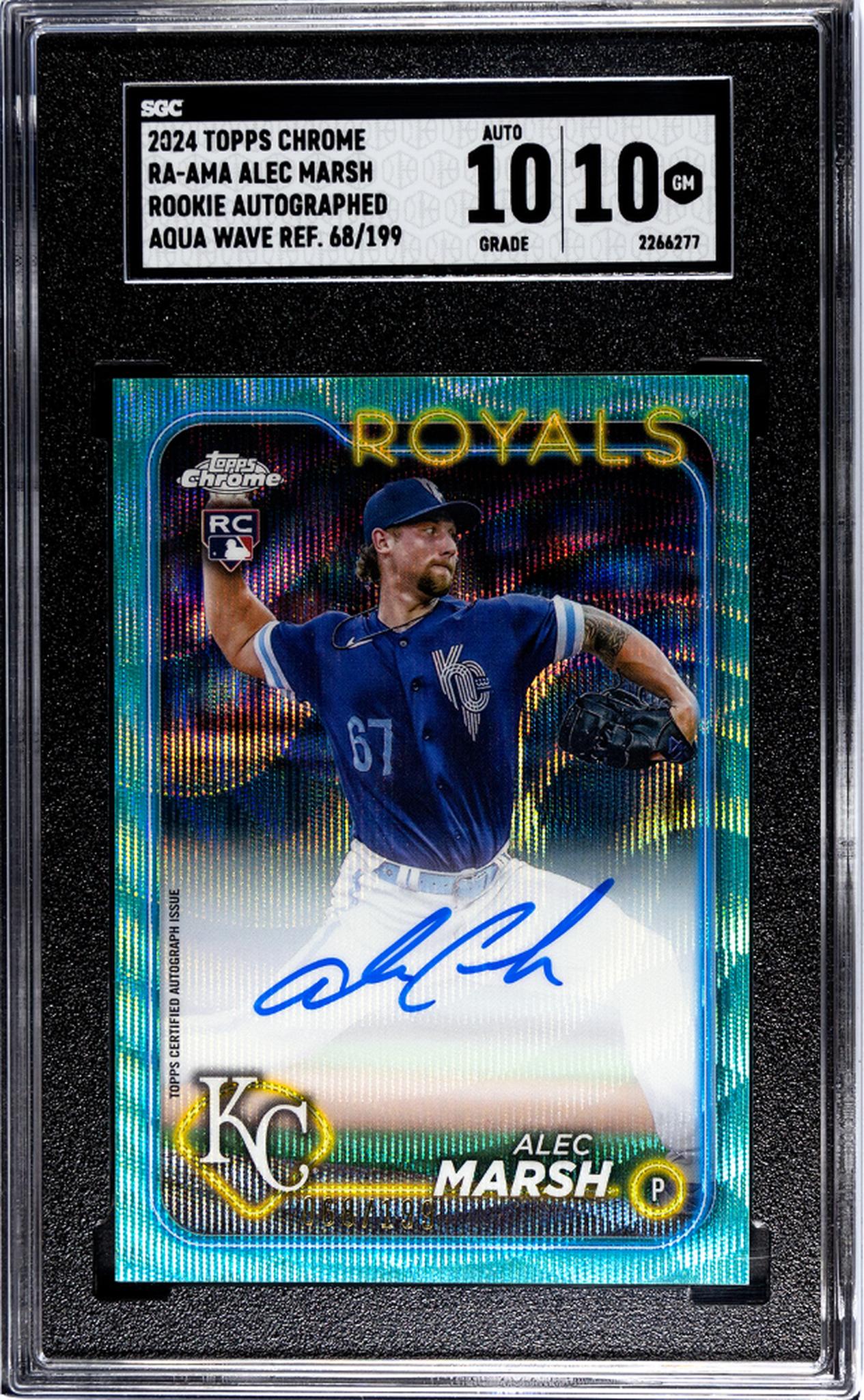 2024 Topps Chrome Aqua Wave Ref Alec Marsh #RA-AMA RC Auto /199 SGC 10 Auto 10