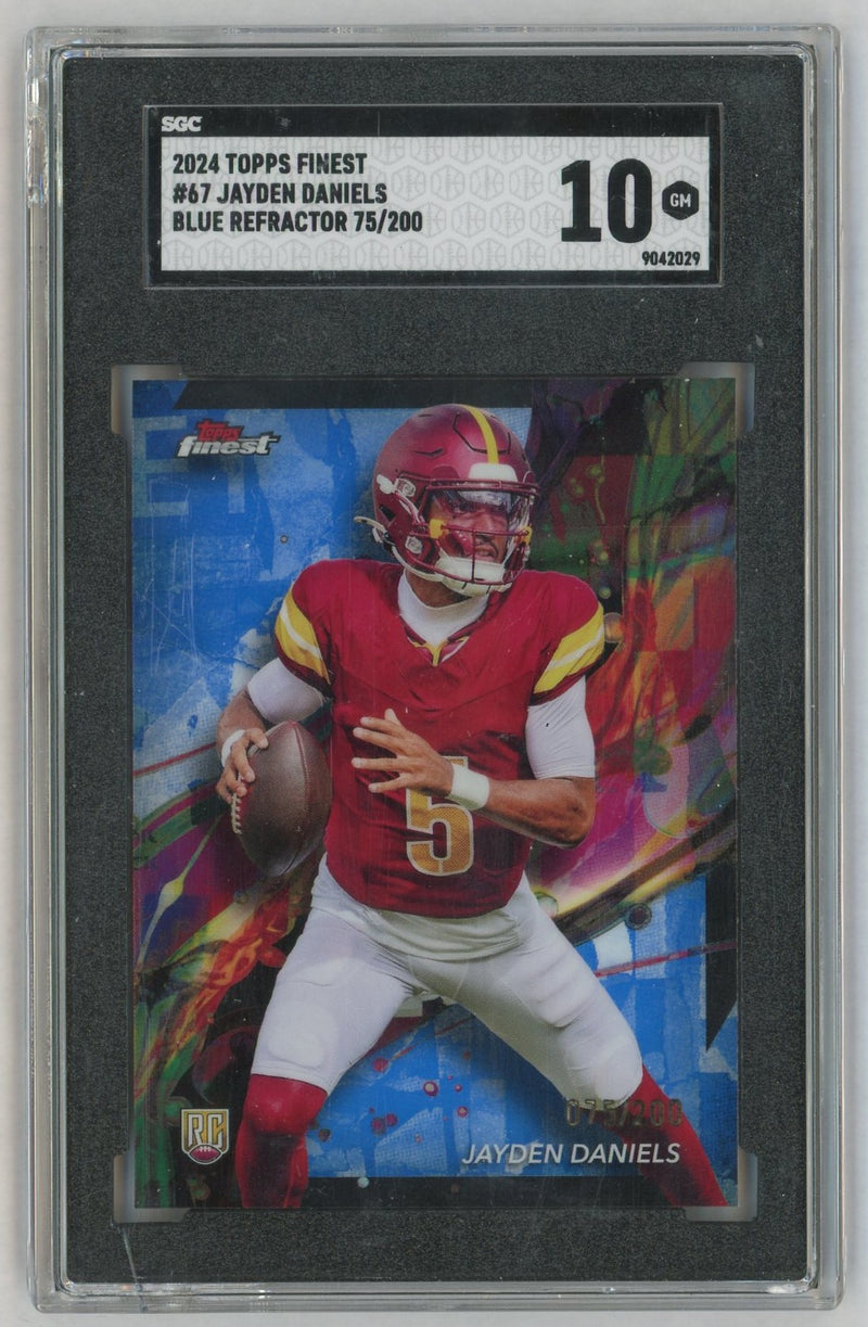 2024 Topps Finest Jayden Daniels #67 Rookie RC Blue Refractor /200 SGC 10