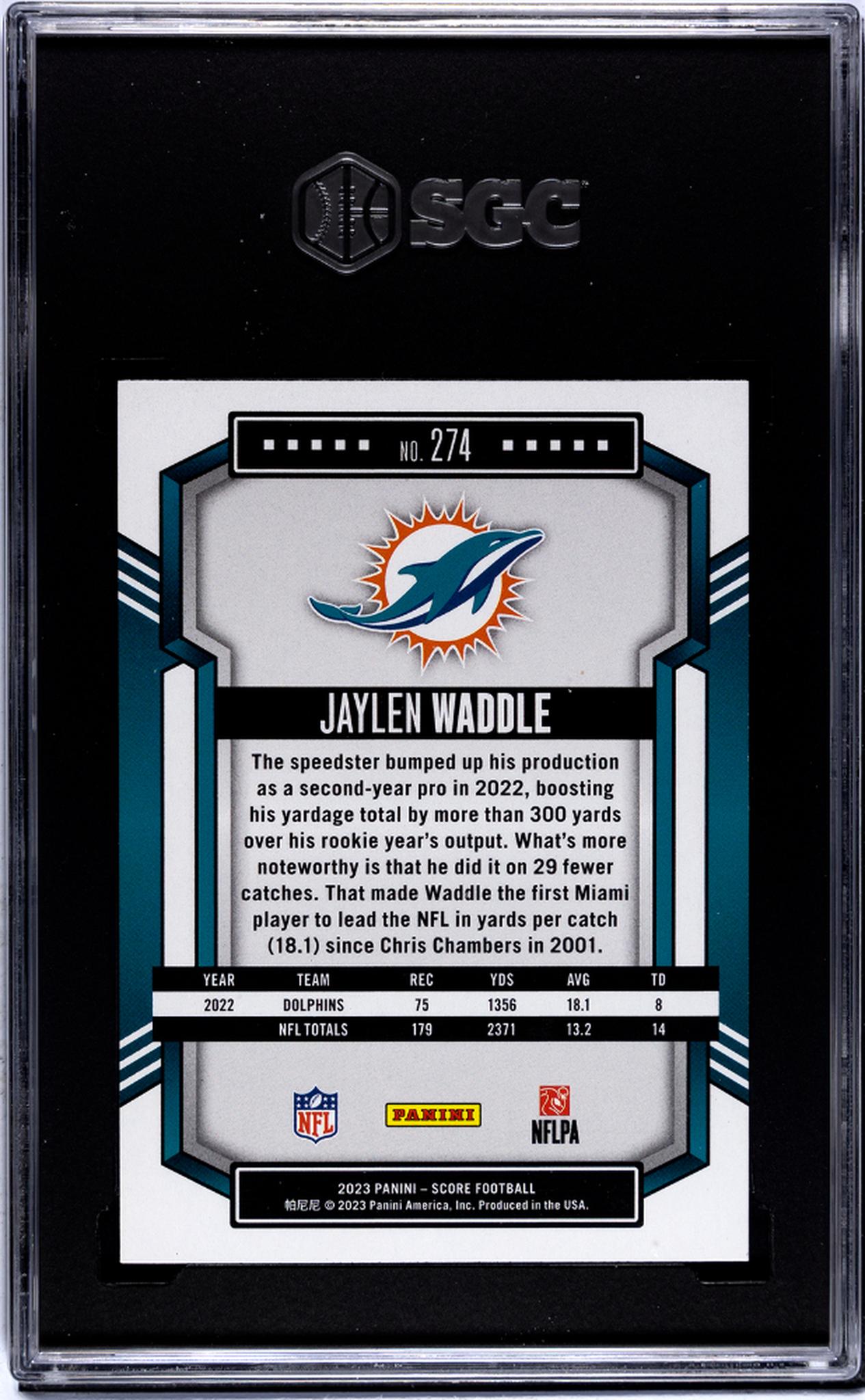 2023 Panini Score Jaylen Waddle Extraterrestrial #274 SGC 8