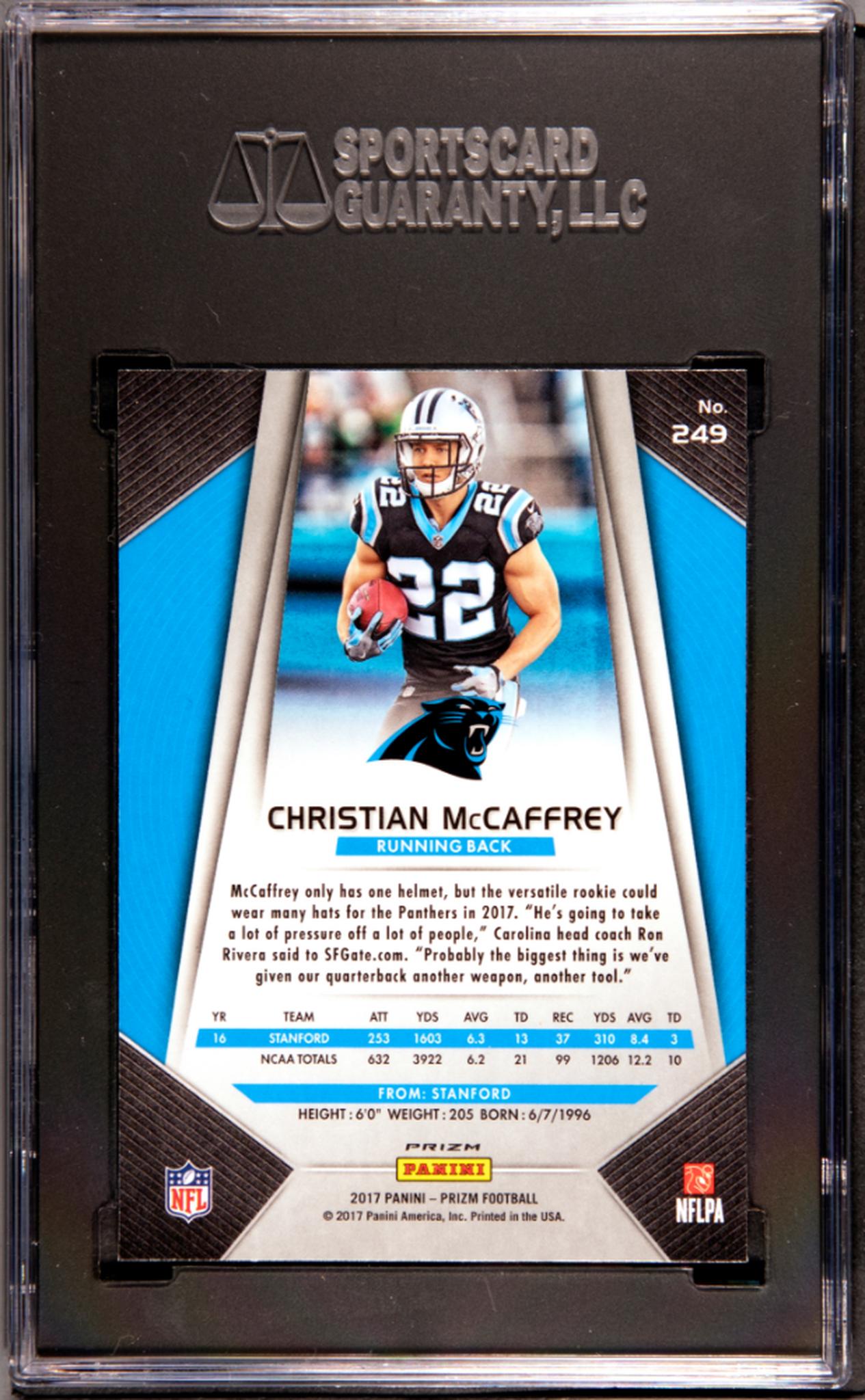 2017 Panini Prizm Silver Prizm Christian McCaffrey #249 RC SGC 9.5