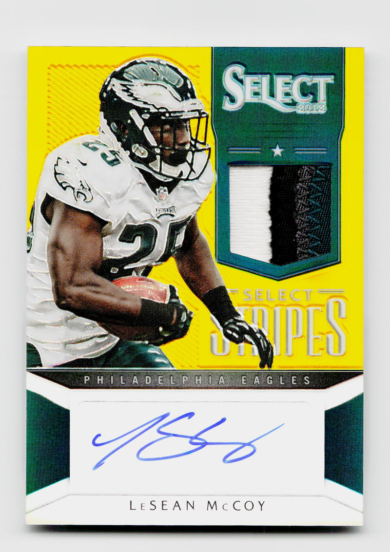 2013 Panini Select LeSean McCoy #5 Stripes Prime Game-Used 4-Color Patch Auto Gold SSP /5