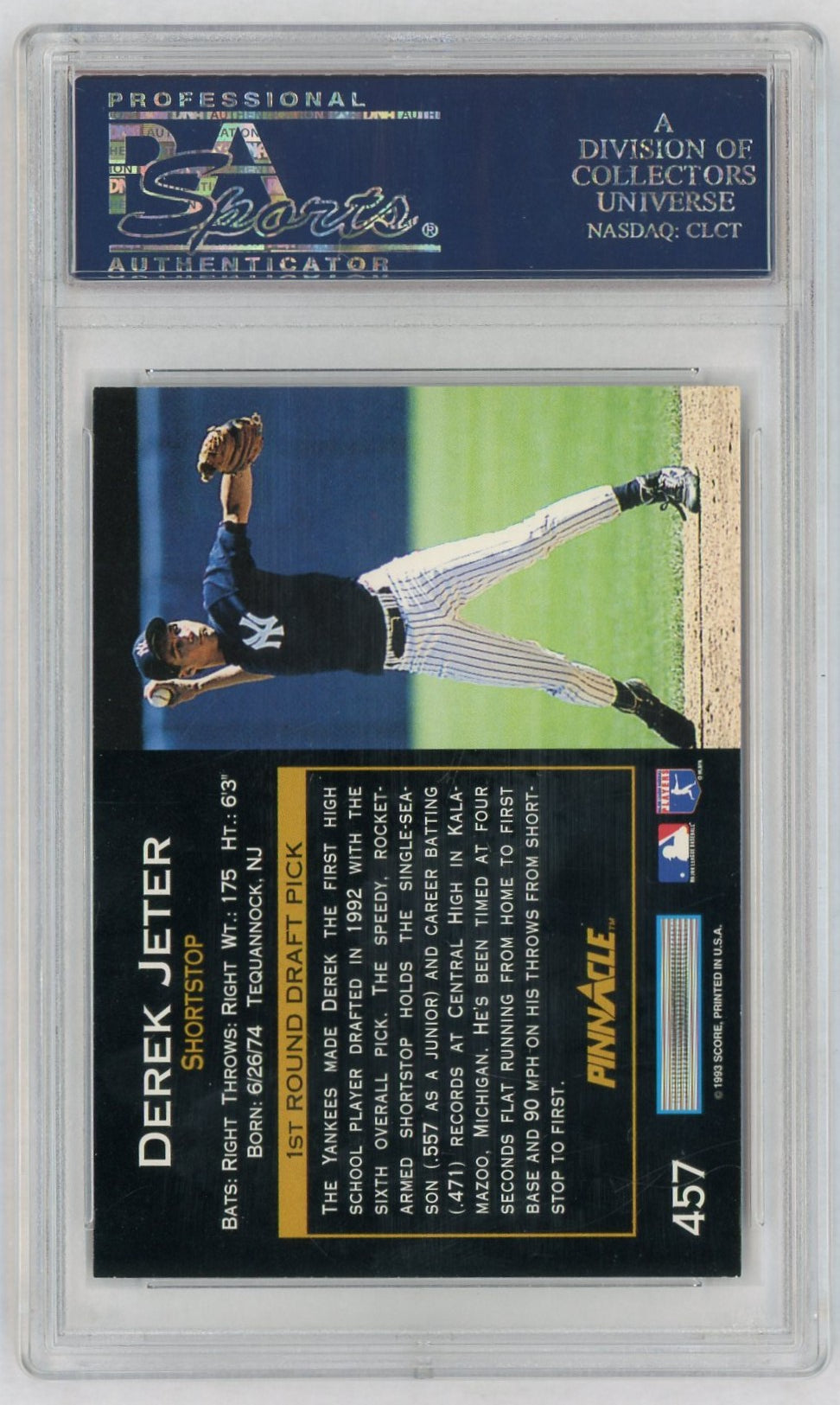 1993 Pinnacle Derek Jeter #457 PSA 9
