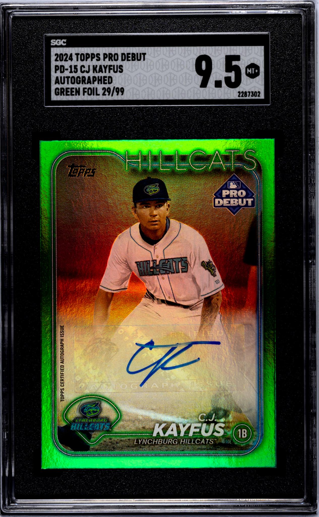 2024 Topps Pro Debut #PD-15 Cj Kayfus Auto. Green Foil 29/99 SGC 9.5