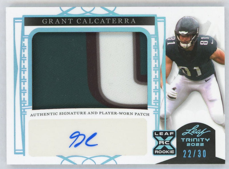 2022 Leaf Trinity Grant Calcaterra Rookie RC XRC Player-Worn Patch Auto #PA-GC1 /30