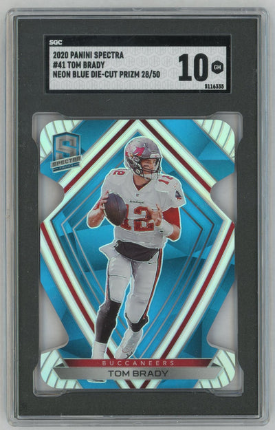 2020 Panini Spectra Tom Brady #41 Neon Blue Die-Cut SSP /50 SGC 10