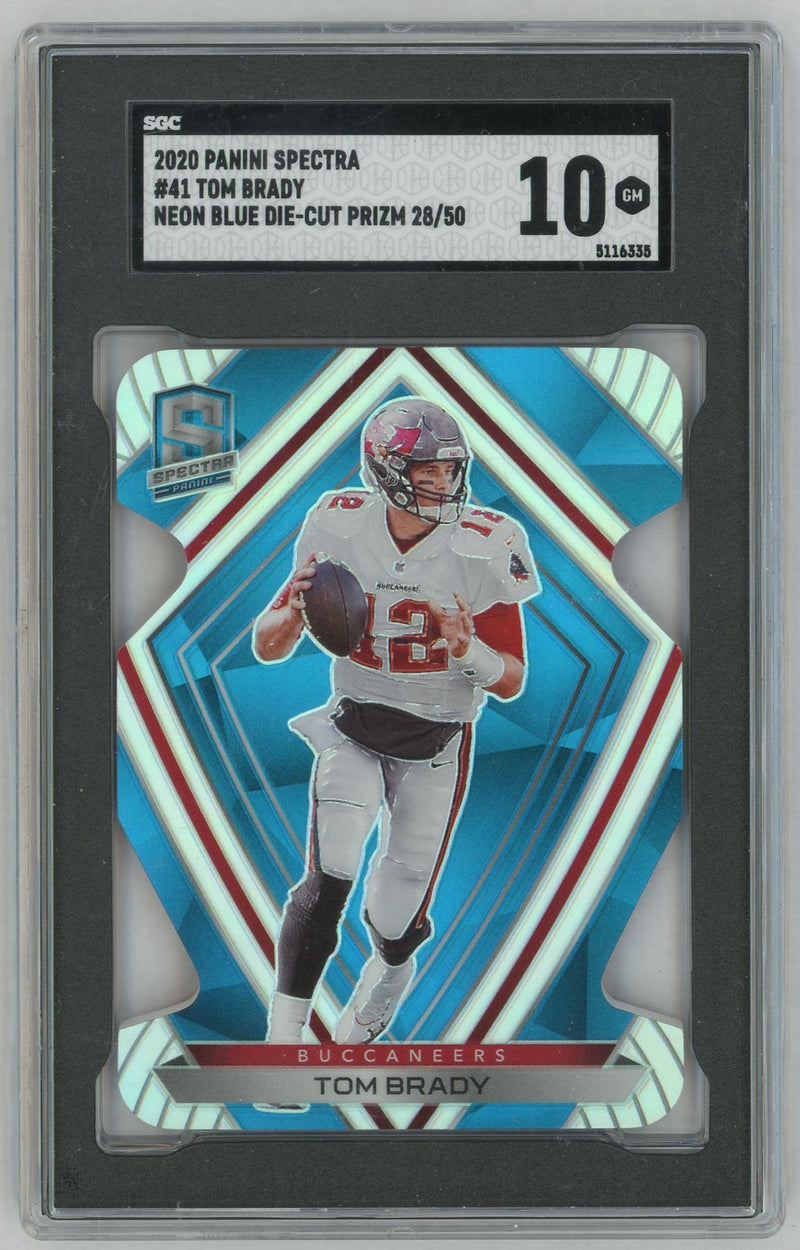 2020 Panini Spectra Tom Brady #41 Neon Blue Die-Cut SSP /50 SGC 10