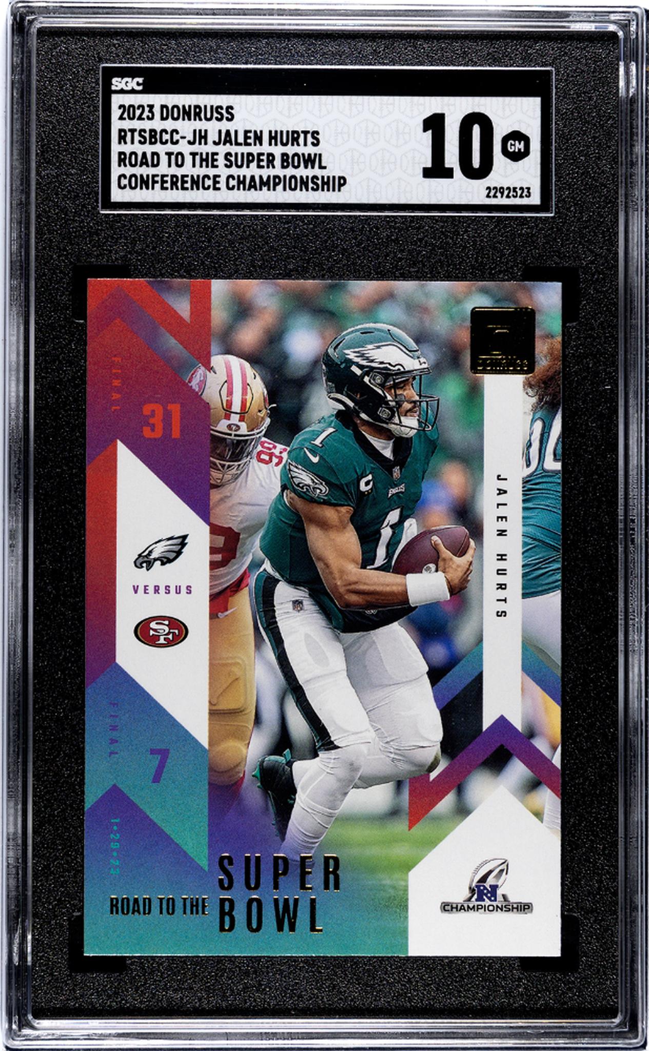 2023 Donruss Road to the Super Bowl Conf Champ Jalen Hurts #RTSBCC-JH SGC 10