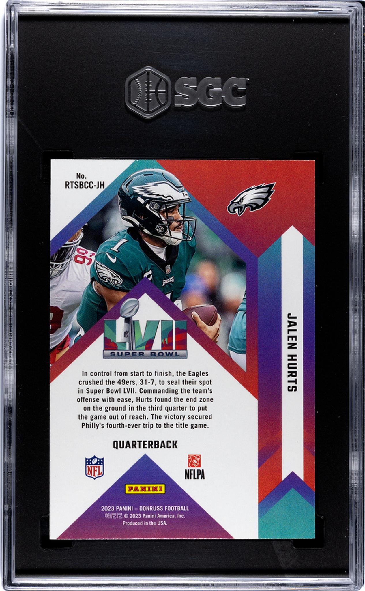 2023 Donruss Road to the Super Bowl Conf Champ Jalen Hurts #RTSBCC-JH SGC 10