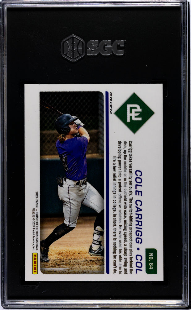 2024 Panini Prospect Silver Prizm Cole Carrigg #84 SGC 9