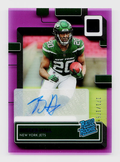 2022 Panini Clearly Donruss Breece Hall #64 Rated Rookie RC Purple Auto /175