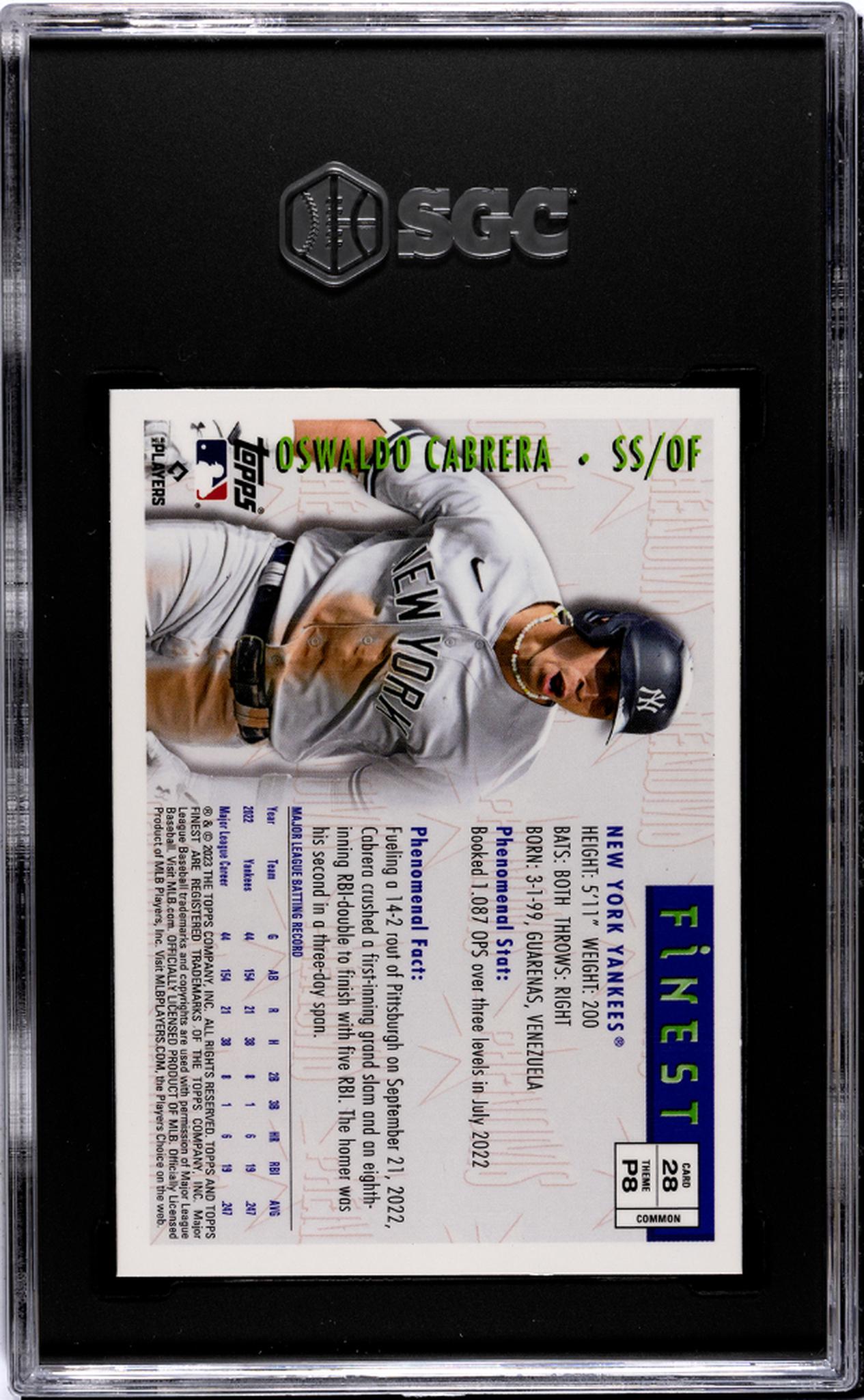 2023 Topps Finest Flashbacks #28 Oswaldo Cabrera SGC 9