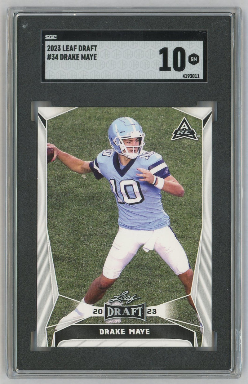 2023 Leaf Draft Drake Maye #34 Rookie RC SGC 10
