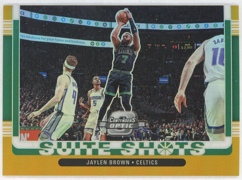2022-23 Panini Contenders Optic Jaylen Brown Gold Suite Shots SSP Jersey Match /10 #20