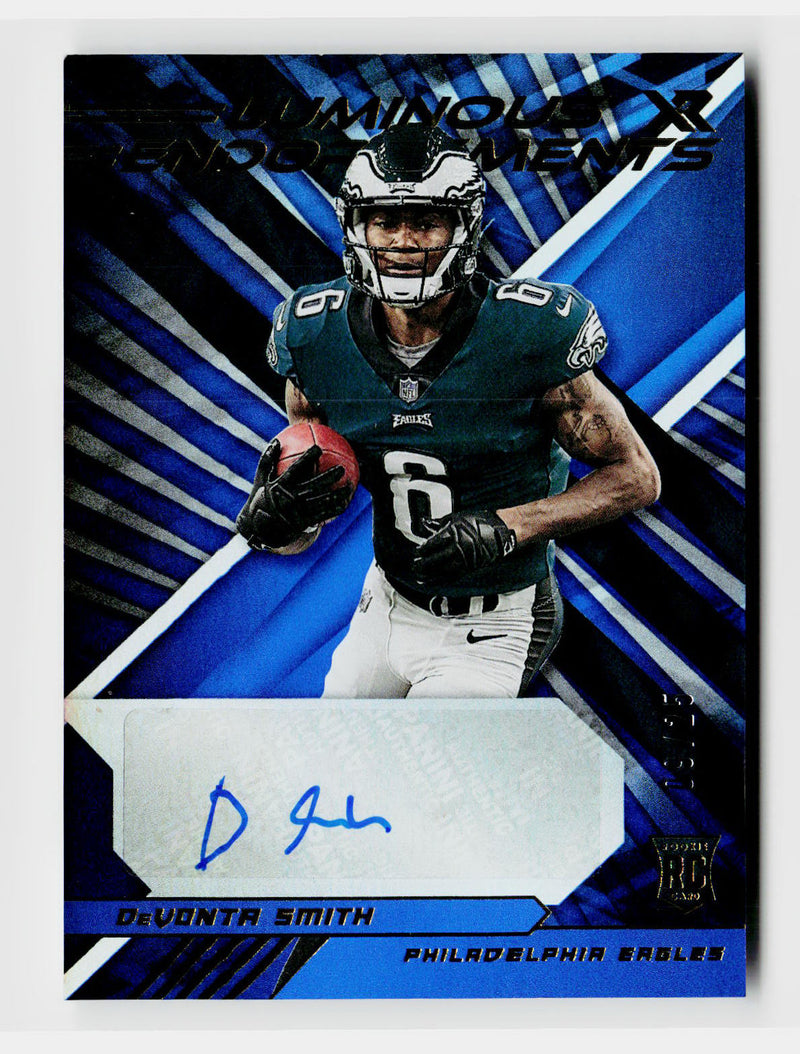 2021 Panini XR DeVonta Smith Luminous Endorsements Rookie Auto RC Blue /25