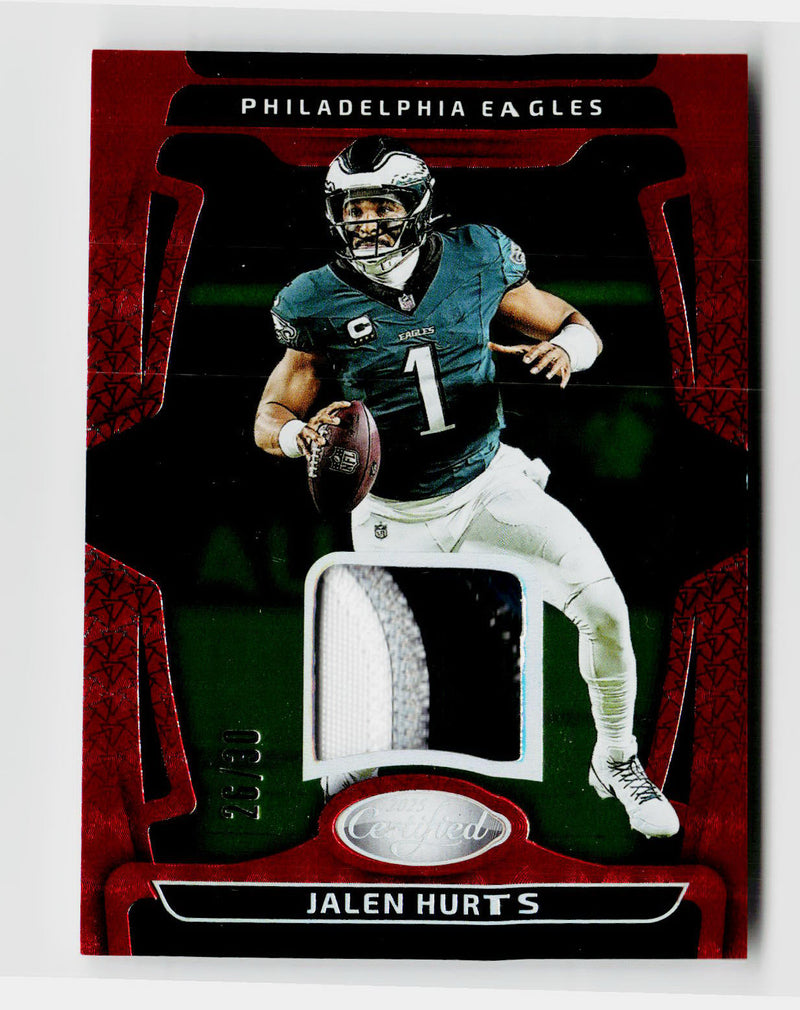 2025 Panini Certified Jalen Hurts Materials Mirror Orange 4-Color Patch /30 #MME-JHS