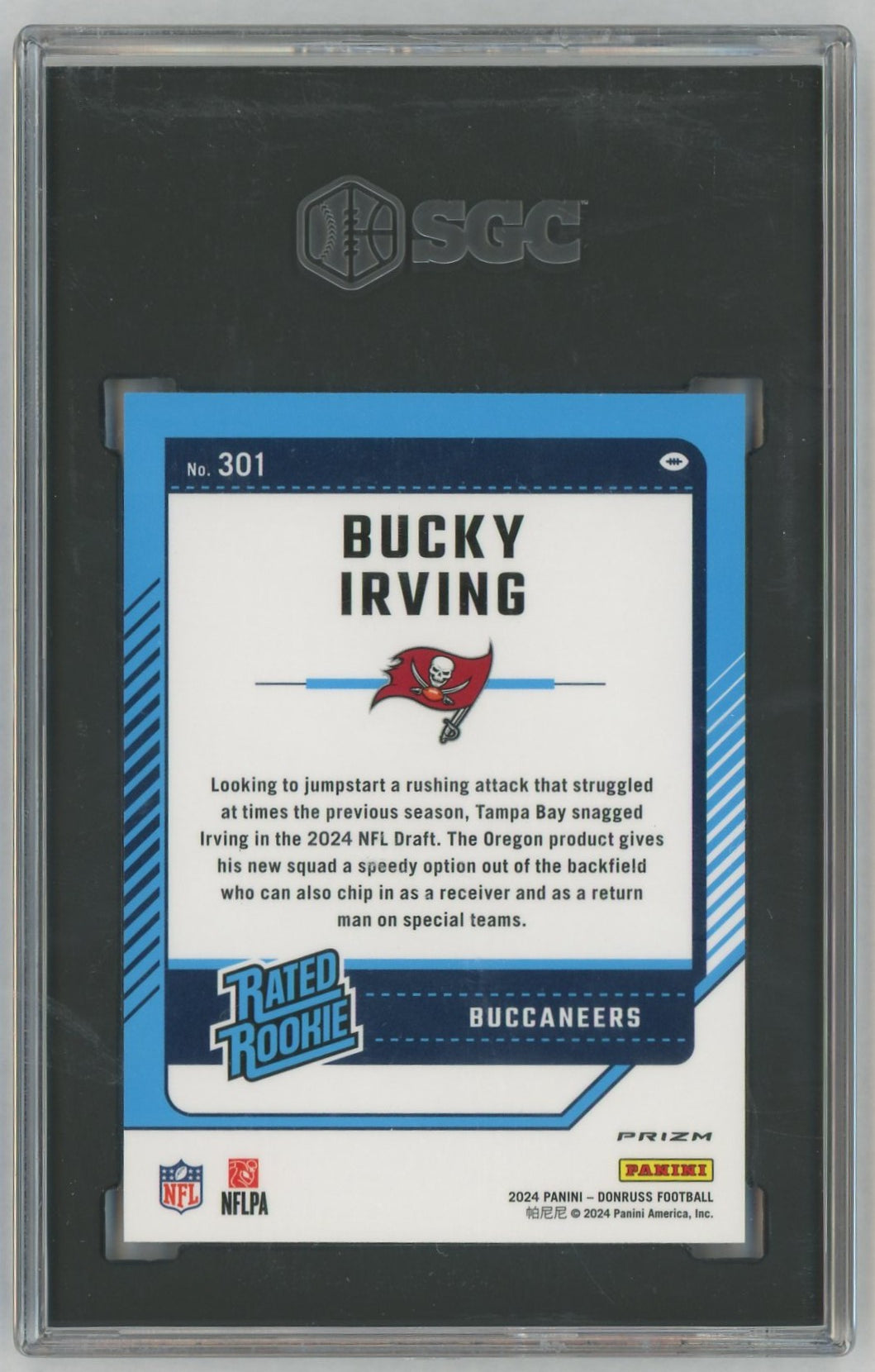 2024 Donruss Optic #301 Bucky Irving Blue Scope Rated Rookie RC SGC 10